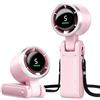 Morelax Ventilatore Portatile a Mano, Raffreddamento Turbo 10m/s, 5 Velocità con Display a LED, 4000 mAh, Ventilatore Pieghevoleda Scrivania/Collo/Tasca per Viaggi, Trucco, All'aperto, Rosa