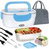 Poligono Scaldavivande Elettrico Portatile con Borsa Termica 1.5L (55W 220V), Lunch Box Portavivande Termico Elettronico Portatile in Acciaio Inox, Porta Pranzo da Ufficio e Auto, Blu