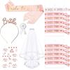 Mytovosn 16PCS Gadget Sposa to Be Kit Accessori Velo Sposa Decorazione | Per la Notte Delle Ragazze, 10 Team Sposa Bracciali, 1 Sposa to Be Bracciali, Velo, Spille, Tatuaggi, Cerchietto Tiara