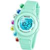 SOCICO Orologio digitale per bambini, resistente all'acqua 5ATM, orologio per bambini illuminato a 7 colori con sveglia e cronometro per bambine e bambini dai 5 ai 12 anni.