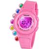 SOCICO Orologio digitale per bambini, resistente all'acqua 5ATM, orologio per bambini illuminato a 7 colori con sveglia e cronometro per bambine e bambini dai 5 ai 12 anni.