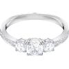 Swarovski 5448872 Anello da Donna Attract Trilogy Round, Bianco, Placcatura Rodio