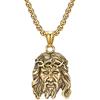 Ayoiow Ciondolo Collana Uomo Acciaio Testa di Gesù Vintage Argento Collana Pendente