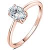 JewelryPalace 1-2ct Classico Anello Solitario Donna Argento con Cubica Zirconia Moissanite, Anelli Dorati 925 con Pietra a Taglio Ovale, Fede Nuziale in Tre Ori Anello Fidanzamento Set Gioielli Donna