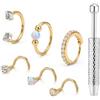ORAZIO 6 Pezzi Piercing Naso Brillantino Acciaio Chirurgico 20G L/S Naso Piercing Golden/Argento Septum Piercing Nostril Orecchino Naso