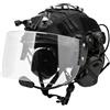 CZMYCBG Kit Casco Tattico FAST con Visiera Facciale PC Staccabile | Cuffia di Comunicazione con Microfono, Supporto Action Camera, Luci di Segnalazione e Copertura Mimetica