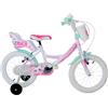 GFM BIKE Bicicletta bambini Kitty Bianco 14 pollici 3-5 anni | Con stabilizzatori, 95 - 100 cm