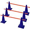 RHINOS sports Set di 3 barriere | 6 coni blu: 38 cm | 3 aste rosse: 1 m