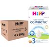 HiPP - Latte Crescita 3 HiPP Combiotic, Latte in Polvere Combiotic, Indicato per Bambini dal 1° Anno d'Età, per Neonati, 4 Confezioni da 600 gr