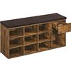 VASAGLE Panca Scarpiera con Seduta Imbottita e Cassetto, 104 x 30,5 x 48 cm | Mobile Porta Scarpe, Scomparti Aperti, Portata 136 kg, per Ingresso e Corridoio, Marrone, Collezione CUSTOS LHS024T01
