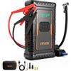 VEVOR Avviatore di Emergenza Compressore d'Aria 1600 A Picco con Torcia LED per Gonfiatore Pneumatici Portatile, 6,0 Litri a Benzina / 3,0 Litri Diesel, Spegnimento Automatico, Caricabatterie, 150 PSI