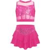 inhzoy Vestito da Ballo Latino Americano Bambina Abito da Pattinaggio Artistico con Paillettes Crop Top Canotta Danza Moderna Minigonna Gonna Corta Costume Danza Samba Salsa