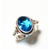 Valentine's Regalo Topazio Blu Gemma 925 Argento Sterling Mano Anello Tutti