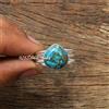 Blu Rame Turchese Gemma 925 Argento Sterling Handmade Anello All