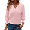 Gyabnw T Shirt Donna Scollo a V Maniche 3/4 a Sbuffo | Tessuto morbido, dettagli raffinati, modello elegante e casual, da abbinare a gonne e pantaloni