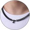 Esmoly 6.5mm Collana Uomo 316L Lettere Cuban Chain Regalo Uomo Ragazzo | Argento Oro Nero Acciaio Inossidabile Collana con A-Z 18+2 Inches