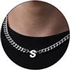 Esmoly 6.5mm Collana Uomo 316L Lettere Cuban Chain Regalo Uomo Ragazzo | Argento Oro Nero Acciaio Inossidabile Collana con A-Z 18+2 Inches