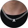 Esmoly 6.5mm Collana Uomo 316L Lettere Cuban Chain Regalo Uomo Ragazzo | Argento Oro Nero Acciaio Inossidabile Collana con A-Z 18+2 Inches