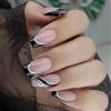 Futuhada 24 Pezzi Unghie Finte Francese, Finte Nere e Design Lucido Unghie, Acrilico Lucido Copertura Completa Unghie Finte con Lima, Unghie Artificiali con Colla per Donna Ragazza Nail Art Decorazione