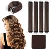 GROFIS 5 Pezzi Bigodini Senza Calore, Bigodino Bacchette Flessibili con Ganci, Curling Iron per Boccoli, Arricciatori per la Notte, Bigodino Morbidi per Capelli Lunghi Medi e Corti, Marrone