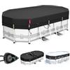 QH.HOME Copertura ovale invernale per piscina ovale Coleman/Bestway/Intex Frame da 3,5 x 4,5 m, in tessuto resistente, durevole e antivento, con cricchetto a serraggio rapido, resistente al freddo e
