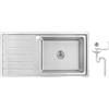 Preero- 100x50x21, R20 Lavello da cucina, acciaio inox 304, spessore 0,8 mm, rettangolare, 1 vasca, Lavelli, sgocciolatoio a sinistra