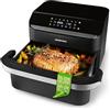 GOURMETmaxx Friggitrice ad aria calda, 10 l, 2 x 5 l, camera Airfryer Vario, friggitrice con 8 programmi e touch screen, friggitrice ad aria calda, 2 camere, preparare 2 cibi contemporaneamente, per 8