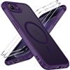 iVoler Cover Magnetica per iPhone 17e / 16e con 2 Pezzi Vetro Temperato, [Compatibile con MagSafe] Custodia Traslucida Posteriore Sottile Anti-Impronte Case,Viola scuro