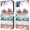 BLOTECH Cover per Motorola Moto G24 Custodia Flip Caso in PU Pelle Portafoglio Cover a Libro Magnetic Buckle 3D Brillantini Glitters PU Leather Protettiva per Motorola Moto G24,Heart of Gold