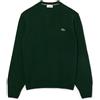 Lacoste Maglione Girocollo Uomo in Lana Cardata Verde sinople