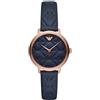 EMPORIO ARMANI Orologio solo tempo Emporio Armani cinturino in pelle blu cassa acciaio oro rosa