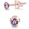 DTPsilver Orecchini Punto Luce Oro - Orecchini Oro Rosa - Orecchini Argento 925 Placcati Oro Rosa - Orecchini Colorati - Orecchini Piccoli Oro - Punto Luce Orecchini Oro Rosa - Orecchini Bambina Oro