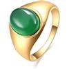 Calefee Anelli Uomo Matrimonio, Anello Fascia Donna Acciaio Inossidabile Varie Misure Fascia Oro con Pietra Ovale Verde