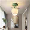 Chao Zan Plafoniera da incasso a fiore in verde Con Paralume per piccolo corridoio Apparecchio moderna in vetro di latte di metà secolo E27 Lampada da soffitto floreale per portico di fattoria Soggiorno (B)