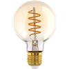 Eglo LED E27 dimmerabile, lampadina a globo con spirale, lampada vintage | ambra, illuminazione retrò, 4 Watt (equivalente a 25 W), 245 Lumen, bianco caldo, 2200k, Edison G80, Ø 8 cm