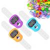 AQSQWQ 50 Pezzi Segnapunti Maglia e 3 Pezzi di Mini Contatori da Dito Elettronici, Contatore Elettronico a Cifre, Finger Counter, per Lavoro a Maglia all'Uncinetto Fai da Te segno, Viola, Arancione, Blu