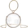 Linkidea Borsa rotonda trasparente in acrilico, piccola pochette da sera da donna, mini borsa a tracolla trasparente per concerti (non compatibile con telefono)
