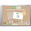 eco-eco Eco145 - Buste formato A4, 100% riciclate, orizzontali, multi perforate, trasparenti, in poliestere, 45 micron (confezione da 50), colore: trasparente
