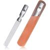 Olakin Lima per unghie in acciaio inox, double face, in metallo, con manico antiscivolo, lima per unghie con custodia in pelle, per uomini, donne, bambini, manicure cosmetica