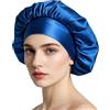 iLamvie Cuffia Seta Capelli Ricci,Silk Bonnet,Berretto da Notte Raso Elastico per Dormire Cappello da Notte per Donna Berretto da Notte Raso per Donna Ragazza(Blu)