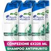 Head & Shoulders Shampoo Antiforfora Antiprurito, Fino di Protezione dalla Forfora per Cute e Capelli, Con Microbioma Bilanciato, Dermatologicamente Testato, 225ml x6