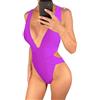 Faringoto Costume da bagno intero da donna con scollo a V profondo incrociato sulla schiena, costume da bagno con coppe imbottite, taglio sgambato