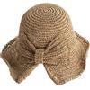 KXF Cappello da sole da donna in paglia, a tesa larga, pieghevole, estivo, per esterni, coda di cavallo, protezione UV, per viaggi e vacanze