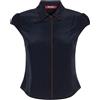 Max Mara Studio Camicia in Crêpe de Chine di Pura Seta Blu