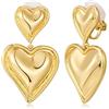 WOWORAMA Orecchini a clip in oro da donna, design geometrico, a forma di goccia, vintage, con clip, senza foro, 3,8 cm, Rame, Non pietra preziosa