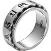 Skcess Anello da uomo in argento Sterling 925, fede nuziale in argento Tourne-Mantra Gioielli semplici da uomo