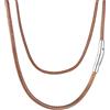 AFSTALR Collana Cuoio Uomo e Donna Cordoncino per Collane 3mm Marrone Intrecciata Pelle Sintetica Catena Choker Ricambio Per Cindolo con Chiusura in Acciaio Inossidabile 61cm
