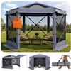 VEVOR Tendone Pieghevole Gazebo da Giardino a 6 Lati 3,6 x 3,6 m con Parte Superiore Rimovibile e Borsa per il Trasporto, Montaggio Rapido e Anti-Morsi, Riparo Solare per 8-10 Persone, Grigio