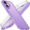 iVoler Cover Opaca per iPhone 17 6.3 Pollici con 2 Pezzi Vetro Temperato, [Antiurto di Grado Militare] Custodia Traslucida Posteriore Sottile Anti-Impronte Case, Viola Chiaro