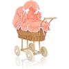 My Sweet Baby Passeggino per bambole alto in vimini con biancheria da letto e rivestimento col